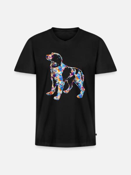 Brittany Spaniel Geometric - Men's Premium Organic T-shirt with V-neck - black