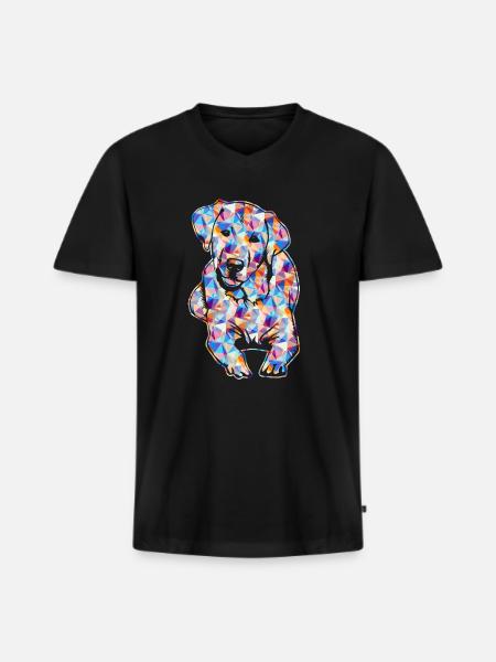 Chocolate Labrador Geometric - Men's Premium Organic T-shirt with V-neck - black