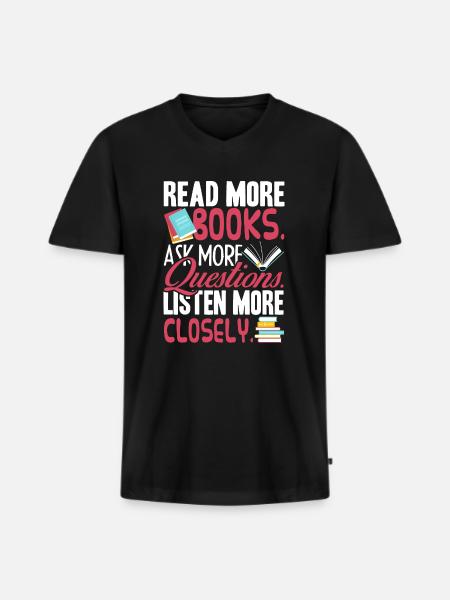 Book Read More Books - Men's Premium Organic T-shirt with V-neck - black