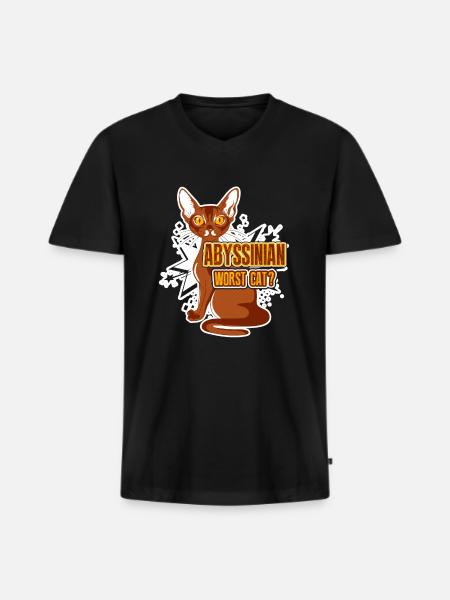 Abyssinian Worst Cat - Men's Premium Organic T-shirt with V-neck - black