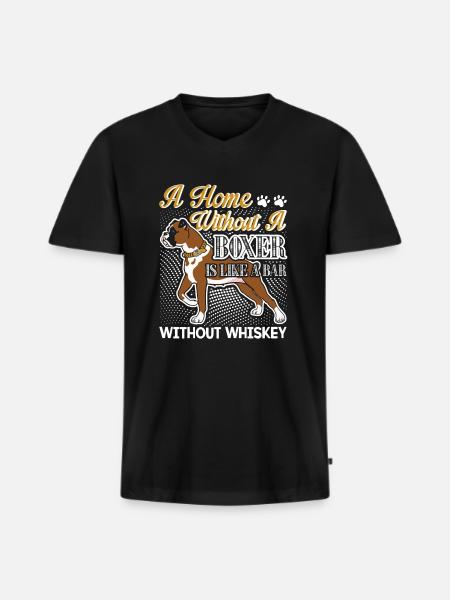 A Home Without A Boxer - Men's Premium Organic T-shirt with V-neck - black
