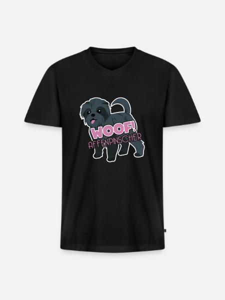 Woof Affenpinscher - Men's Premium Organic T-shirt with V-neck - black