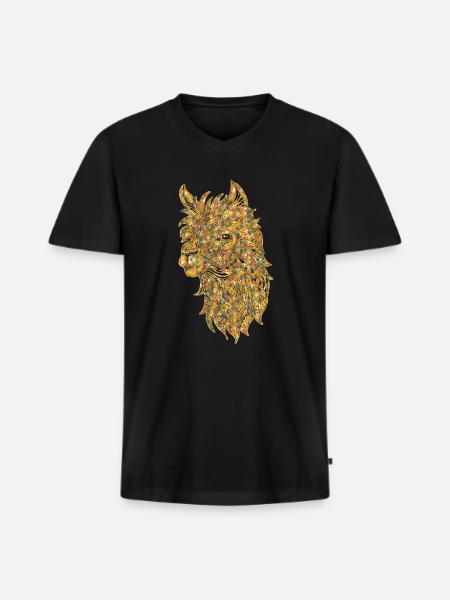 Alpaca Geometric - Men's Premium Organic T-shirt with V-neck - black