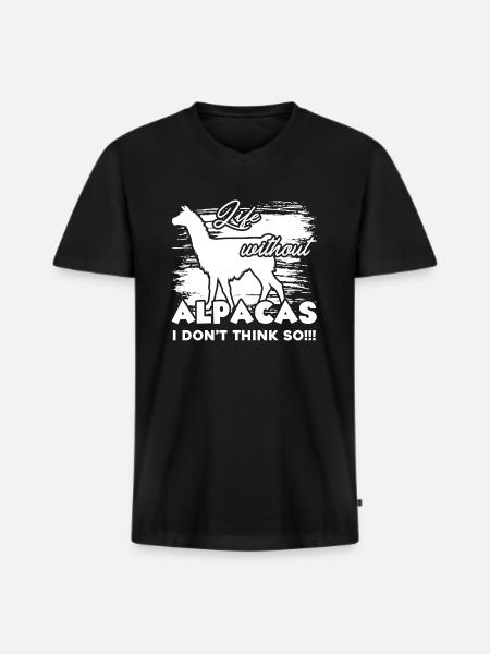 Alpaca Life Without Alpacas - Men's Premium Organic T-shirt with V-neck - black