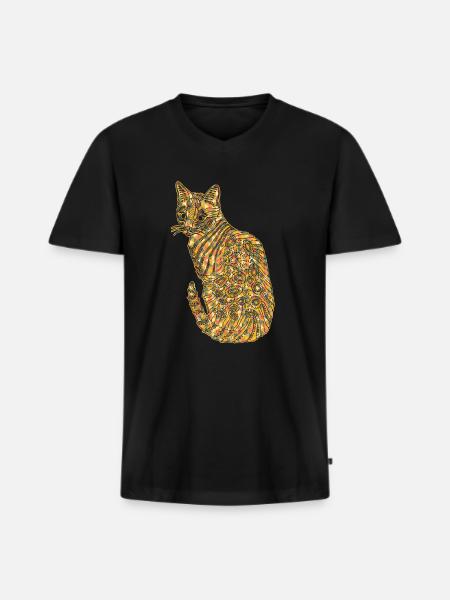 Bengal Cat Geometric - Men's Premium Organic T-shirt with V-neck - black