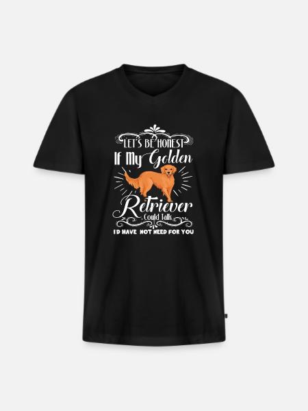 Funny Golden Retriever Dog - Men's Premium Organic T-shirt with V-neck - black