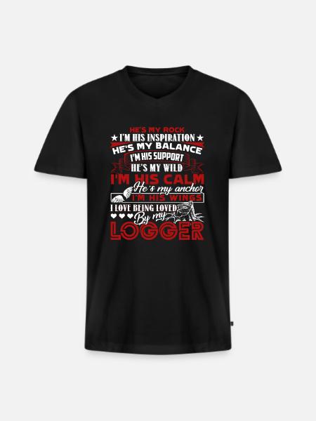 Logger Loved By My Logger - Men's Premium Organic T-shirt with V-neck - black