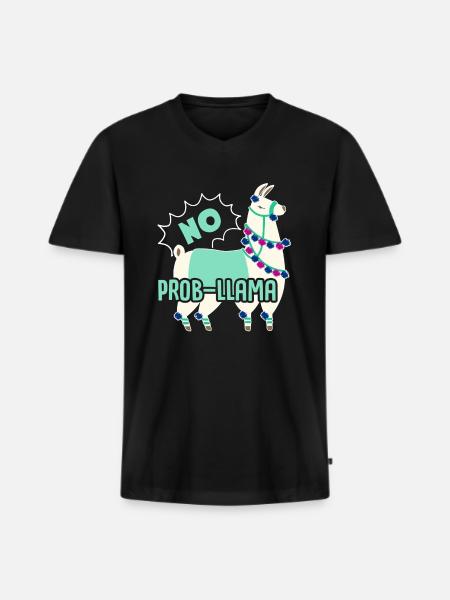 Llama No Prob Llama - Men's Premium Organic T-shirt with V-neck - black