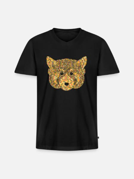Red Panda Geometric - Men's Premium Organic T-shirt with V-neck - black