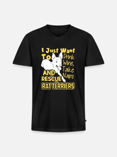 Rescue Rat Terriers - Men's Premium Organic T-shirt with V-neck - black