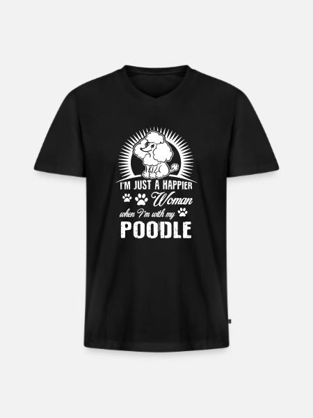 Poodle Happy With Poodle - Men's Premium Organic T-shirt with V-neck - black