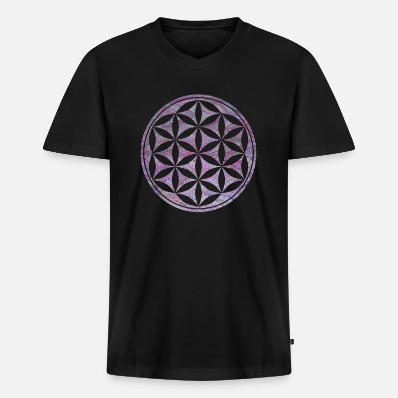 blume des lebens e 62 - Männer Premium Bio T-Shirt mit V-Ausschnitt - Schwarz