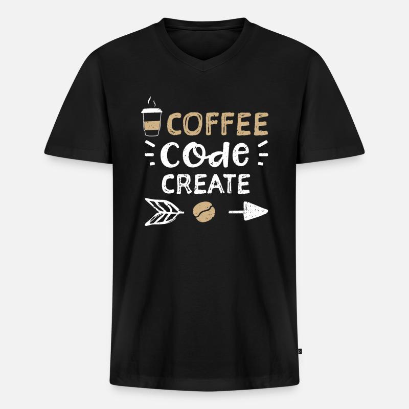 Café Code Create - Café - T-shirt encolure en V Premium bio Homme - noir