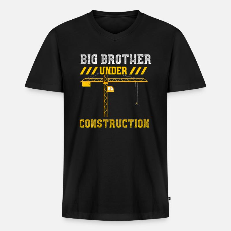 Big Brother Under Construction - Männer Premium Bio T-Shirt mit V-Ausschnitt - Schwarz