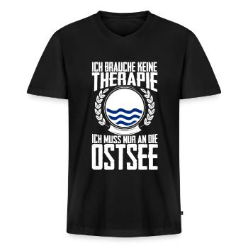 Therapie Ostsee - Urlaub Geschenk Rügen Fehmarn - Männer Premium Bio T-Shirt mit V-Ausschnitt - Schwarz - Vorne - Nico (187cm)