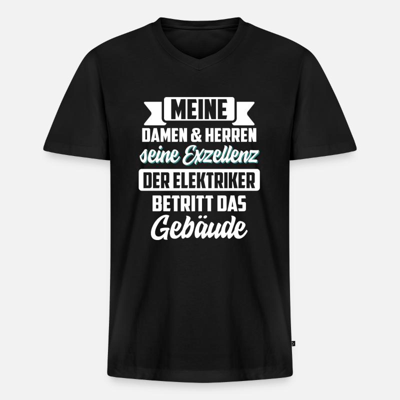 Elektriker - Männer Premium Bio T-Shirt mit V-Ausschnitt - Schwarz