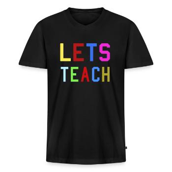 Lehrer - Männer Premium Bio T-Shirt mit V-Ausschnitt - Schwarz - Vorne - Nico (187cm)