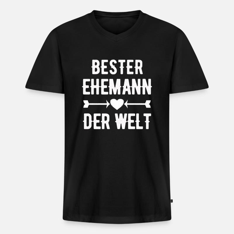 Bester Ehemann der Welt - Männer Premium Bio T-Shirt mit V-Ausschnitt - Schwarz