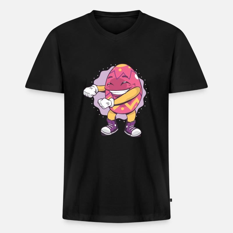Osterei - Männer Premium Bio T-Shirt mit V-Ausschnitt - Schwarz