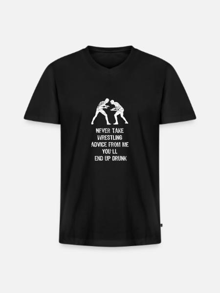 Lutte - T-shirt encolure en V Premium bio Homme - noir