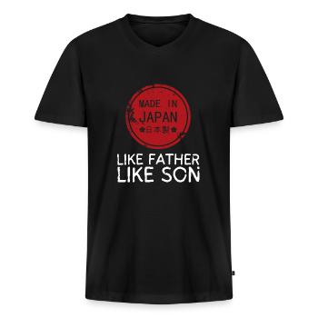 Like Father Like Son Heritage Origin Father's Day - Men's Premium Organic T-shirt with V-neck - black - Front - Nico (187cm)