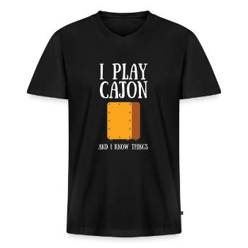 Cajon Box Drum Instrument Peruvian Cajon - Männer Premium Bio T-Shirt mit V-Ausschnitt - Schwarz - Vorne - Nico (187cm)