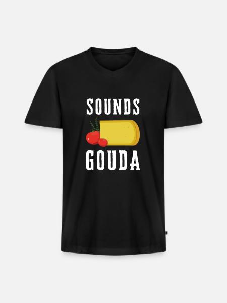 Fromager Fromager Gouda Lover - T-shirt encolure en V Premium bio Homme - noir