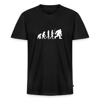 Féministe Anti Rasage Corps Velu - T-shirt encolure en V Premium bio Homme - noir - Devant - Nico (187cm)