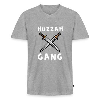 Huzzah Renaissance Festival Ren Faire Knight - Männer Premium Bio T-Shirt mit V-Ausschnitt - Grau meliert - Vorne