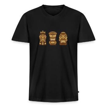 Maori Hei Tiki Tribal Tattoo Nouvelle-Zélande - T-shirt encolure en V Premium bio Homme - noir - Devant - Nico (187cm)