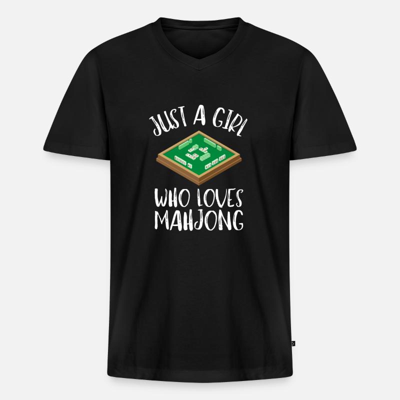 Cats Playing Mahjong - Männer Premium Bio T-Shirt mit V-Ausschnitt - Schwarz