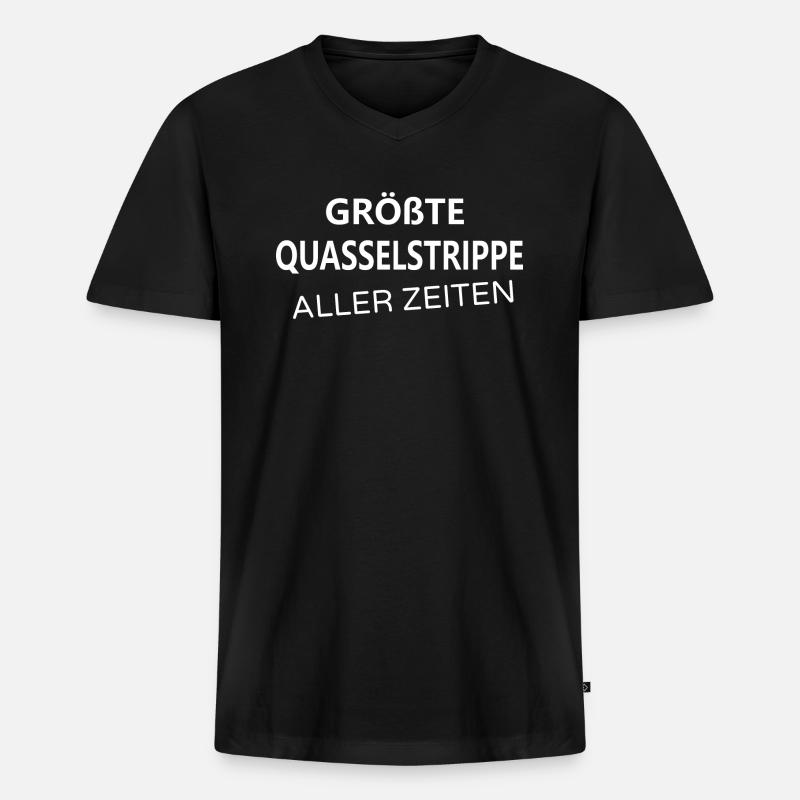Quasselstrippe - Männer Premium Bio T-Shirt mit V-Ausschnitt - Schwarz