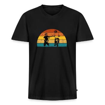 Motocross Moto Père Et Fille Une Équipe pour La - T-shirt encolure en V Premium bio Homme - noir - Devant - Nico (187cm)