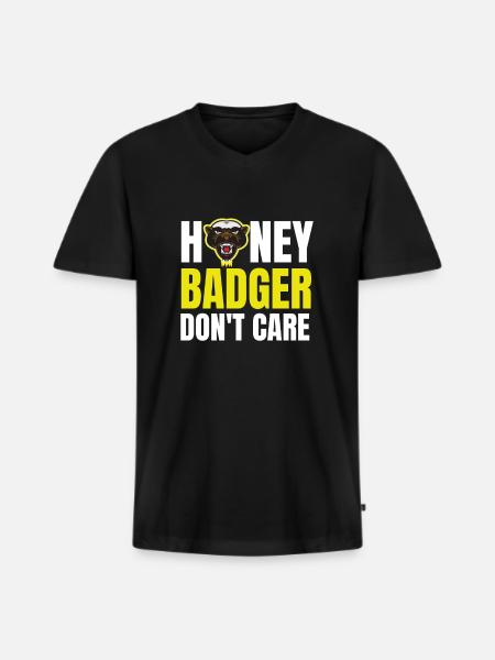 Honey Badger s’en fiche - T-shirt encolure en V Premium bio Homme - noir