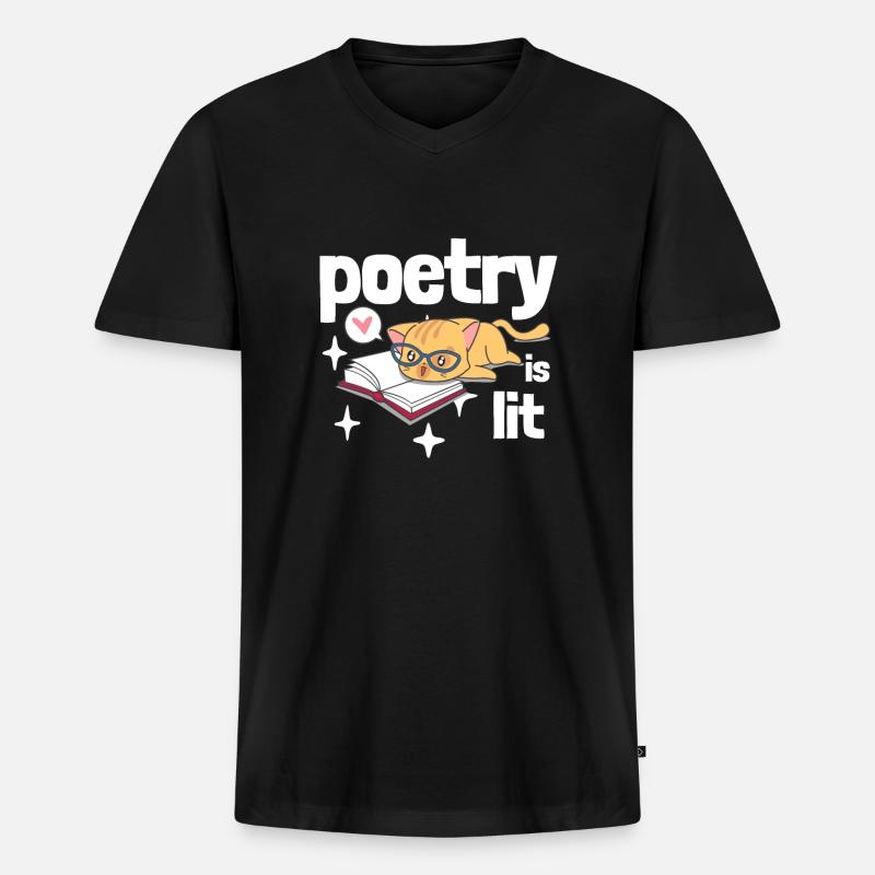 Poetry Is Lit - Männer Premium Bio T-Shirt mit V-Ausschnitt - Schwarz