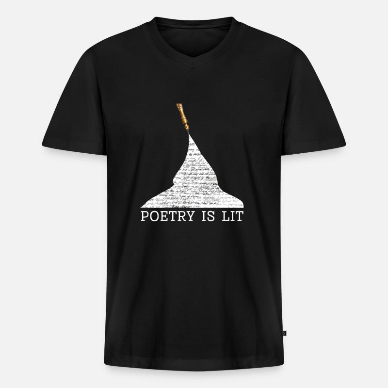 Poetry Is Lit - Männer Premium Bio T-Shirt mit V-Ausschnitt - Schwarz