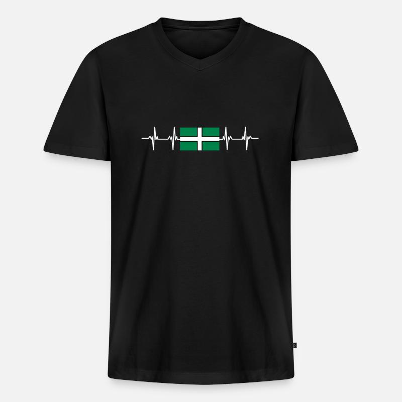 United Kingdom Devon Flag - Männer Premium Bio T-Shirt mit V-Ausschnitt - Schwarz