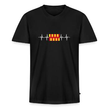 United Kingdom Northumberland Flag - Men's Premium Organic T-shirt with V-neck - black - Front - Nico (187cm)