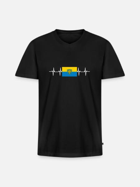 Poland Opole Flag - Men's Premium Organic T-shirt with V-neck - black