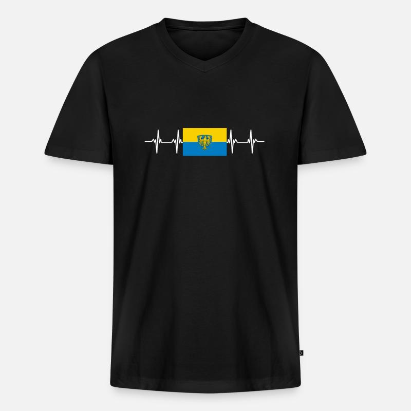 Poland Opole Flag - Männer Premium Bio T-Shirt mit V-Ausschnitt - Schwarz