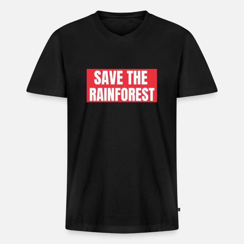 Save The Rainforest - Männer Premium Bio T-Shirt mit V-Ausschnitt - Schwarz