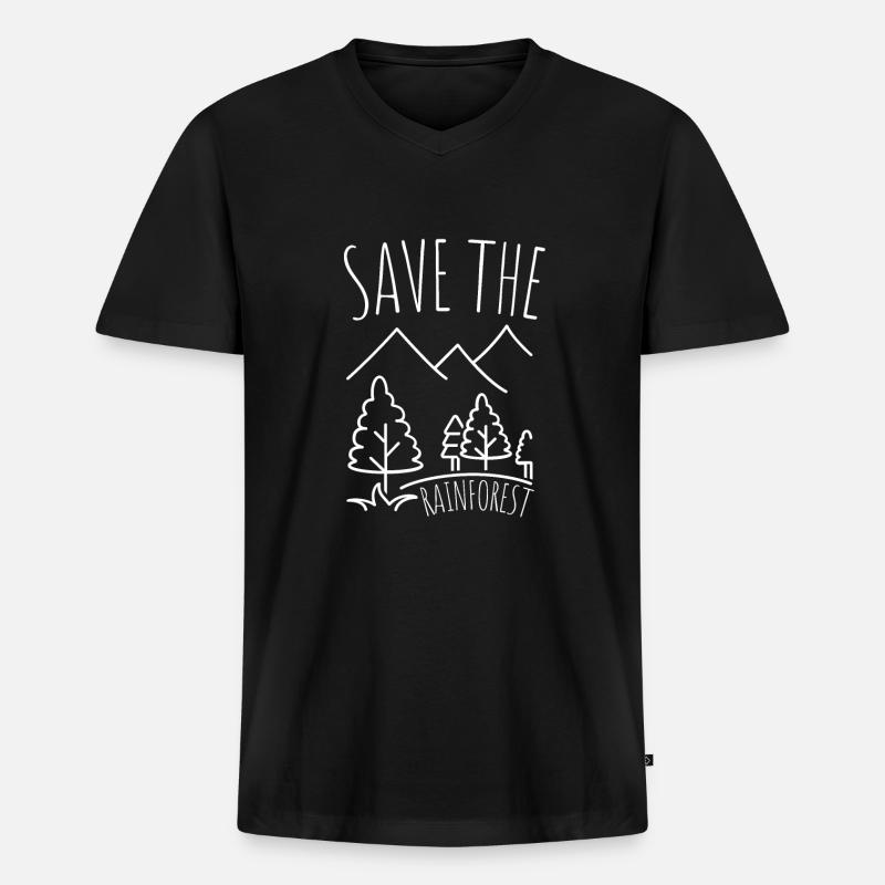 Save The Rainforest - Männer Premium Bio T-Shirt mit V-Ausschnitt - Schwarz