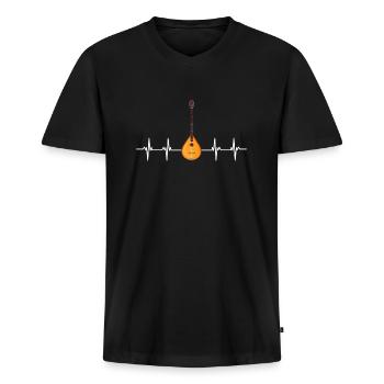 Irish Bouzouki Instrument Greek - Men's Premium Organic T-shirt with V-neck - black - Front - Nico (187cm)