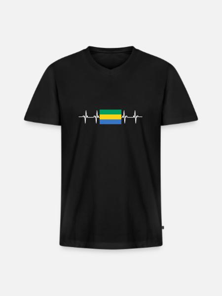 African Flag - Gabon - Men's Premium Organic T-shirt with V-neck - black