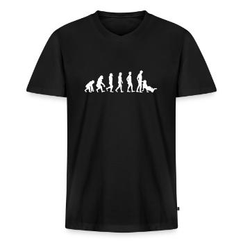 Evolution Blow Job T-Shirt Cadeau drôle de sexe - T-shirt encolure en V Premium bio Homme - noir - Devant - Nico (187cm)