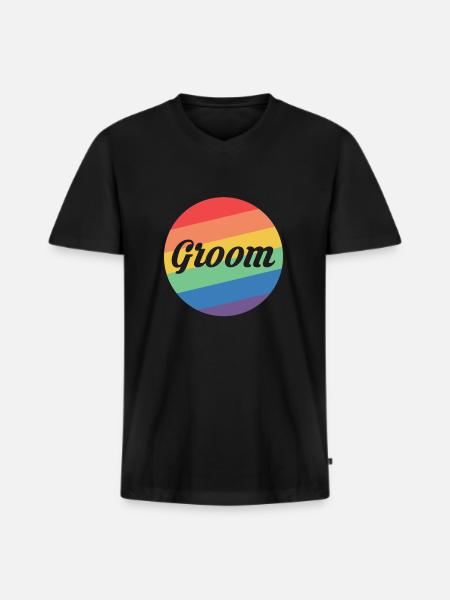 Groom LGBT Geschenk Bräutigam - Männer Premium Bio T-Shirt mit V-Ausschnitt - Schwarz