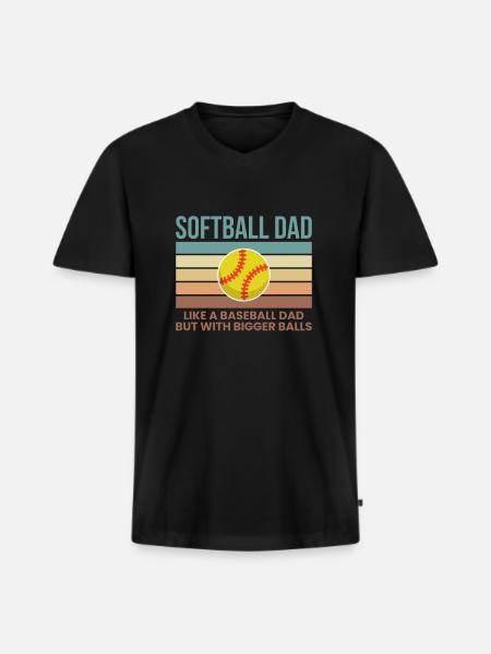 Softball Dad Shirt Geschenk - Männer Premium Bio T-Shirt mit V-Ausschnitt - Schwarz