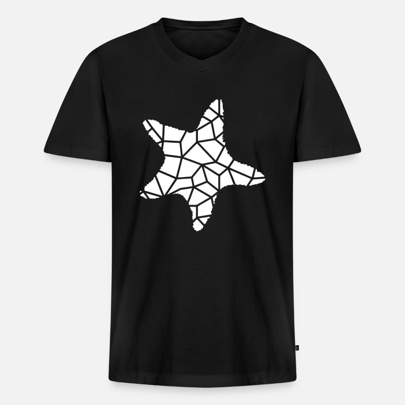 Sternfisch - Männer Premium Bio T-Shirt mit V-Ausschnitt - Schwarz