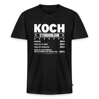 Koch Stundenlohn Küchenchef Gehalt Küche Spruch - Männer Premium Bio T-Shirt mit V-Ausschnitt - Schwarz - Vorne - Nico (187cm)
