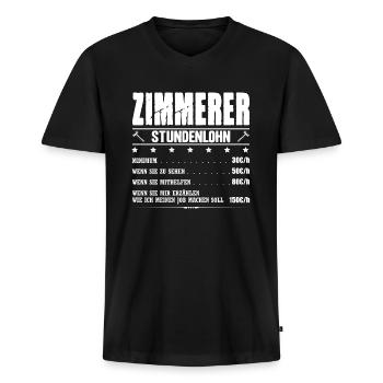 Zimmerer Stundenlohn Gehalt Zimmermann Spruch - Männer Premium Bio T-Shirt mit V-Ausschnitt - Schwarz - Vorne - Nico (187cm)